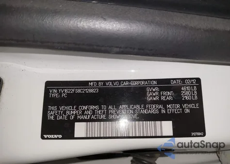 2012 Volvo S60 T5 из США, поврежденный, VIN YV1622FS8C2128823